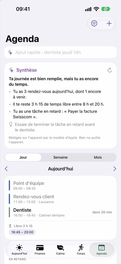 Écran Agenda