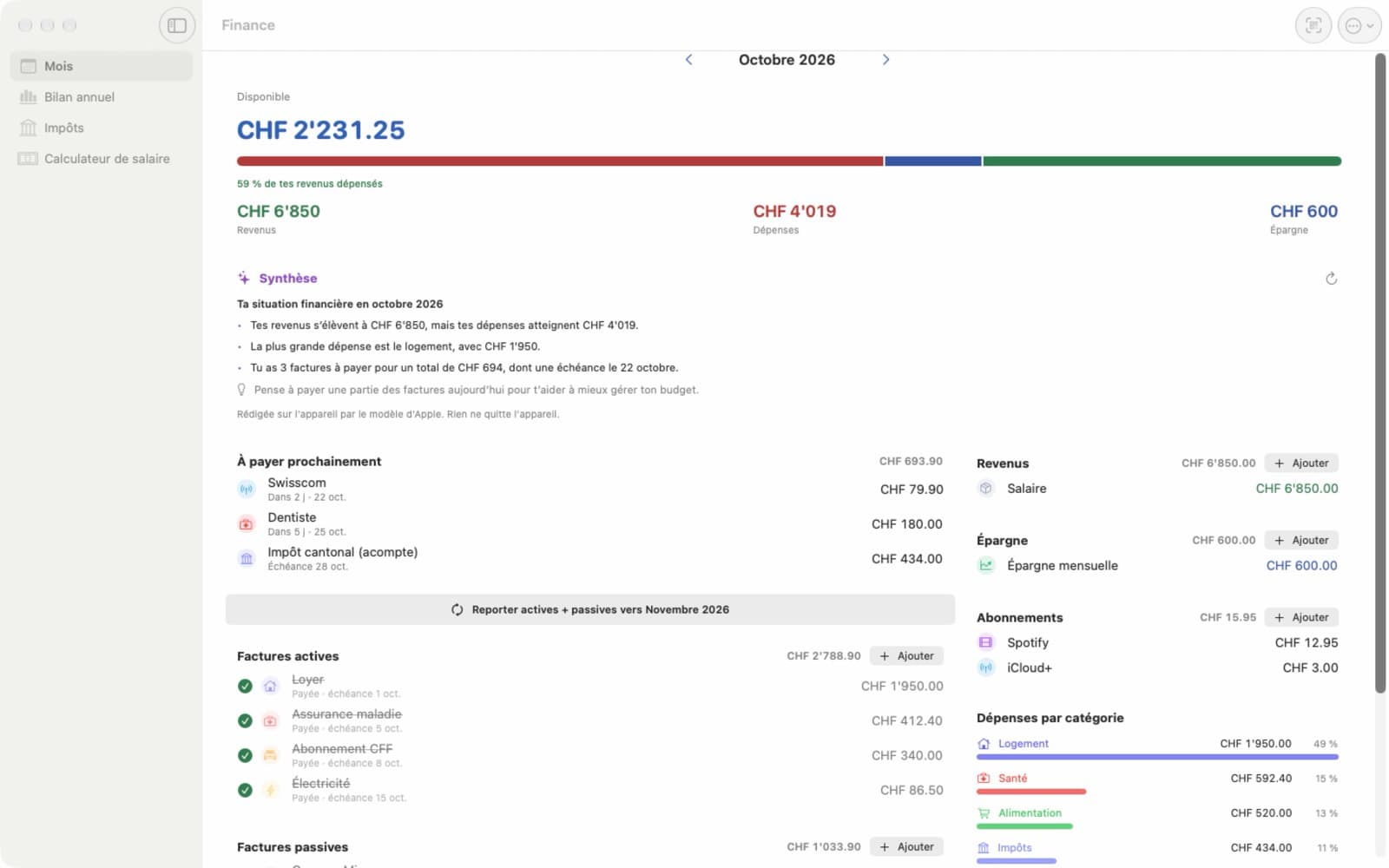 Orbe Life sur Mac : Finance
